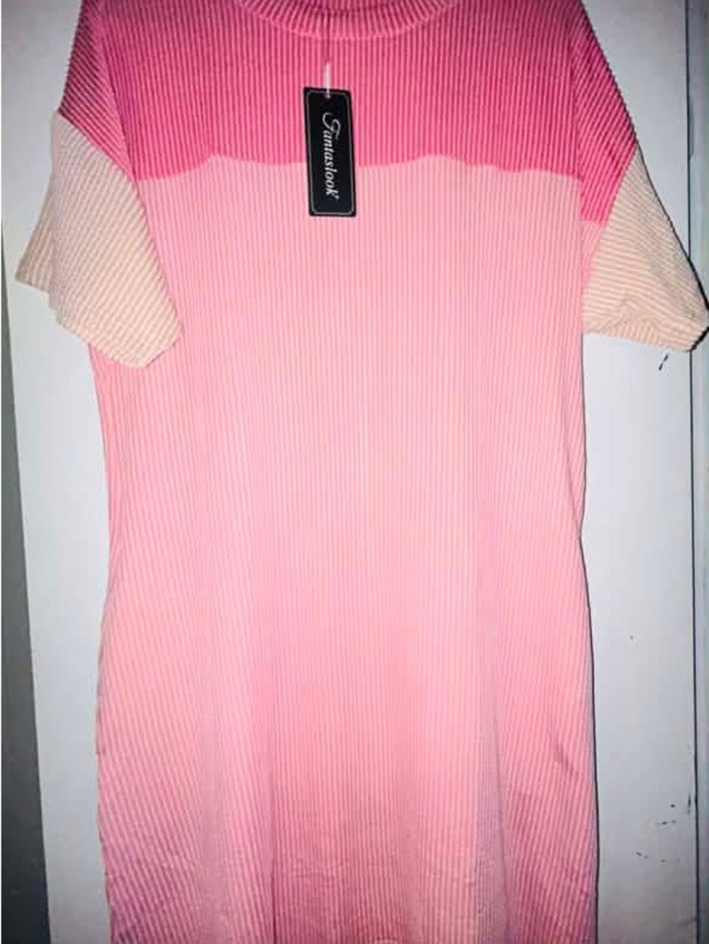 Pink Colorblock Ribbed Knit Top